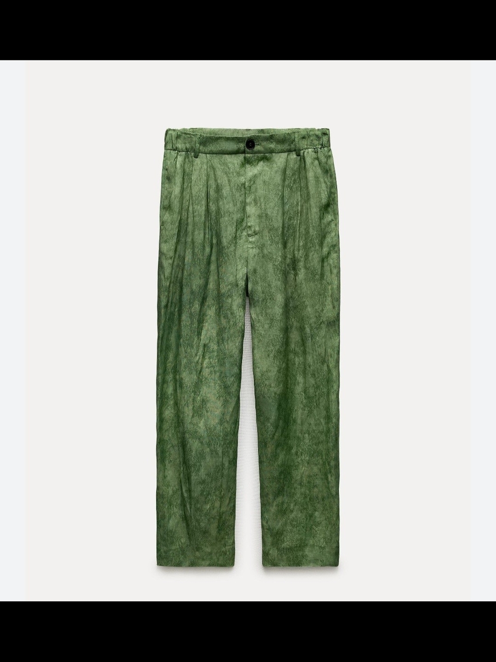 Zara Pleated Jacquard Pants In Green ZW Collection